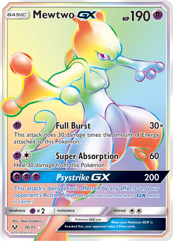 Carta Mewtwo GX 76/73 de Shining Legends