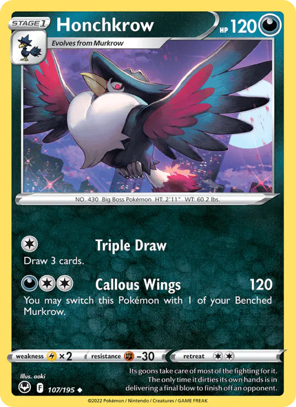 Carta Honchkrow 107/195 de Silver Tempest