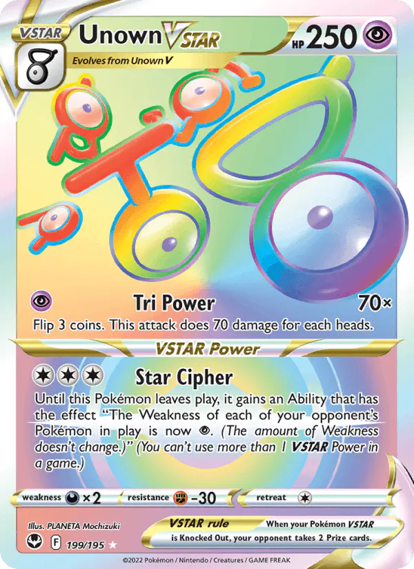 Carta Unown VSTAR 199/195 de Silver Tempest