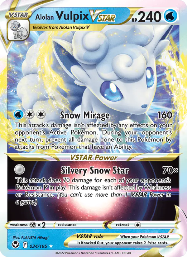 Carta Alolan Vulpix VSTAR 034/195 de Silver Tempest