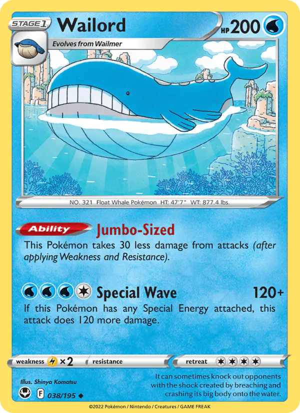 Carta Wailord 038/195 de Silver Tempest