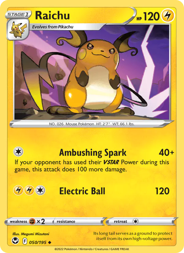 Carta Raichu 050/195 de Silver Tempest