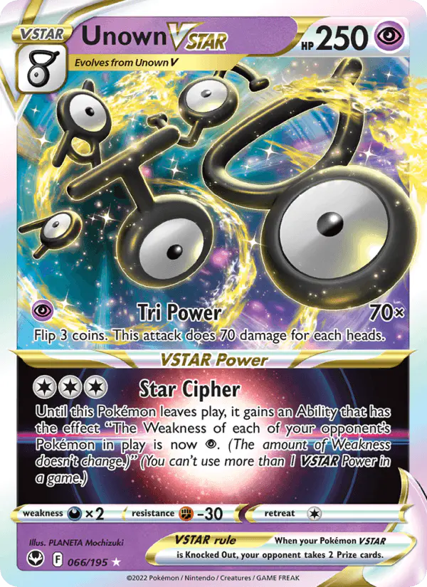 Carta Unown VSTAR 066/195 de Silver Tempest