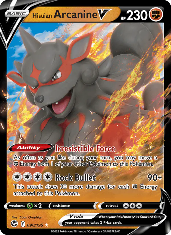 Carta Hisuian Arcanine V 090/195 de Silver Tempest
