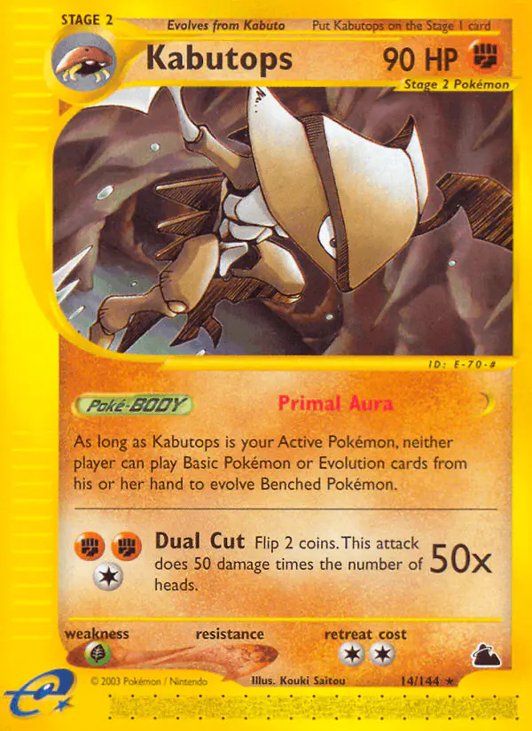 Carta Kabutops 14/144 de Skyridge
