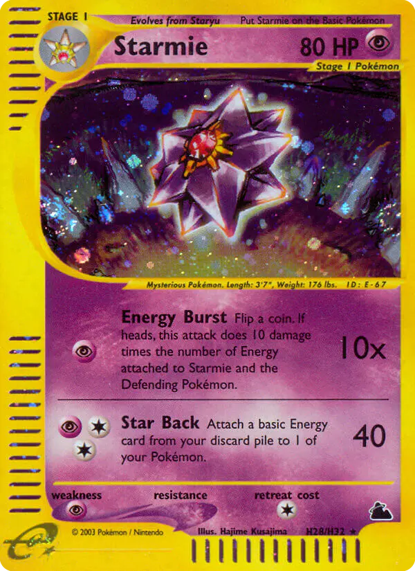 Carta Starmie H28 de Skyridge