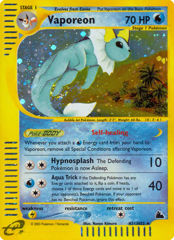 Carta Vaporeon H31 de Skyridge