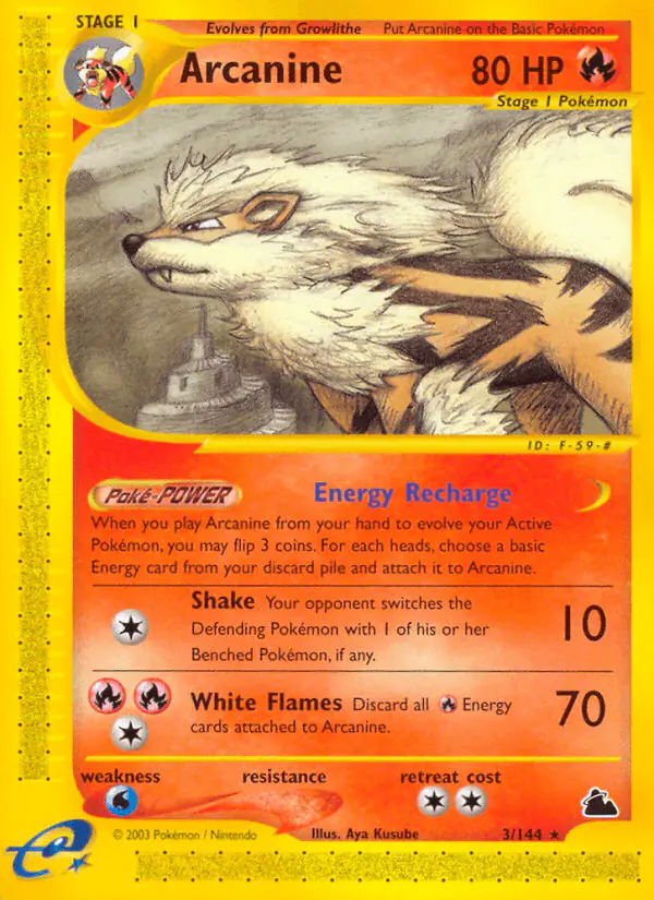 Carta Arcanine 3/144 de Skyridge