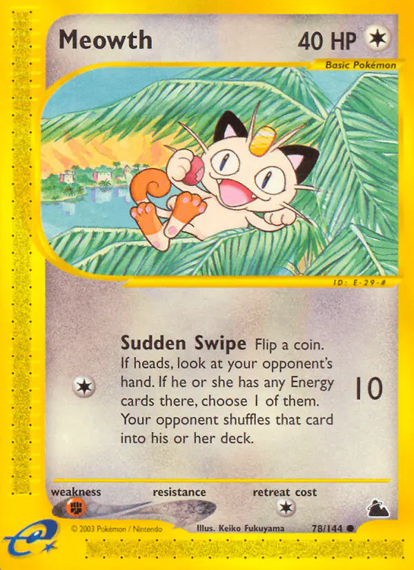 Carta Meowth 78/144 de Skyridge