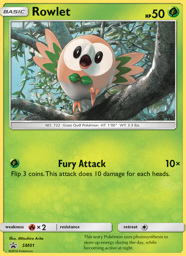 Carta Rowlet SM01 de SM Black Star Promos
