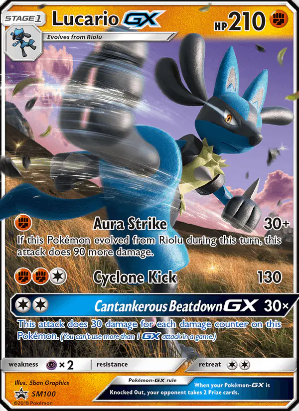 Carta Lucario GX SM100 de SM Black Star Promos
