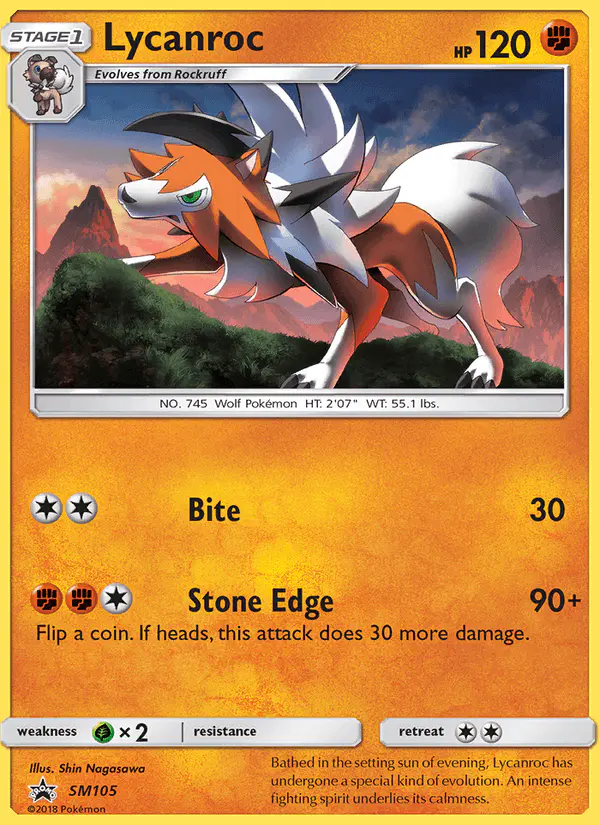 Carta Lycanroc SM105 de SM Black Star Promos
