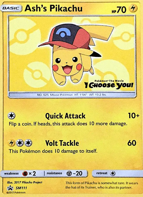 Carta Ash's Pikachu SM111 de SM Black Star Promos