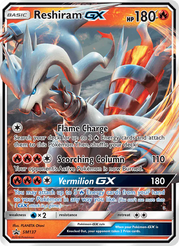 Carta Reshiram GX SM137 de SM Black Star Promos