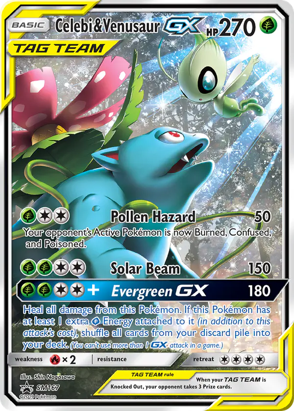 Carta Celebi & Venusaur GX SM167 de SM Black Star Promos