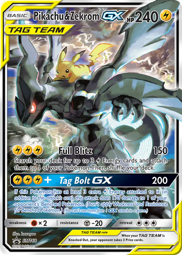 Carta Pikachu & Zekrom GX SM168 de SM Black Star Promos