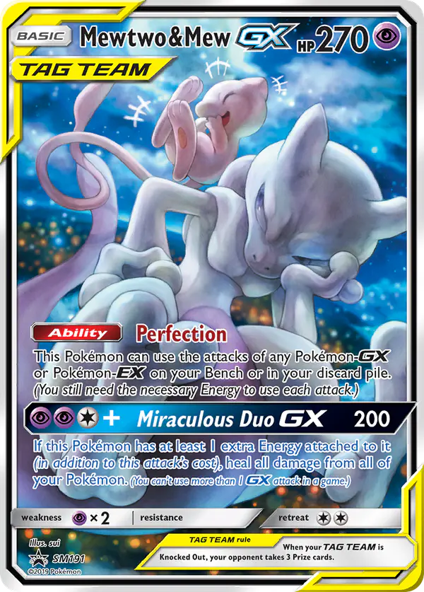Carta Mewtwo & Mew GX SM191 de SM Black Star Promos