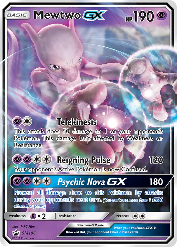 Carta Mewtwo GX SM196 de SM Black Star Promos
