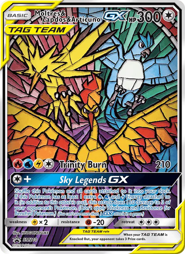Carta Moltres & Zapdos & Articuno GX SM210 de SM Black Star Promos