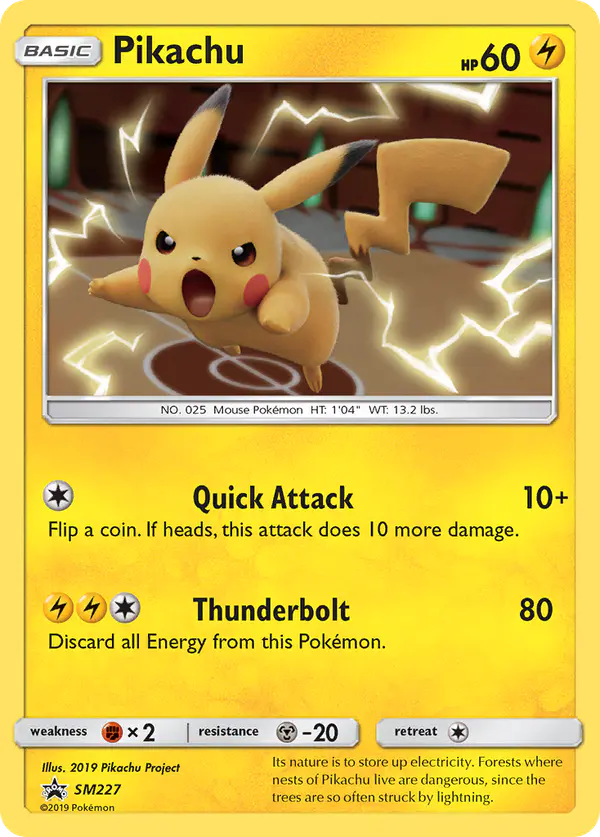 Carta Pikachu SM227 de SM Black Star Promos