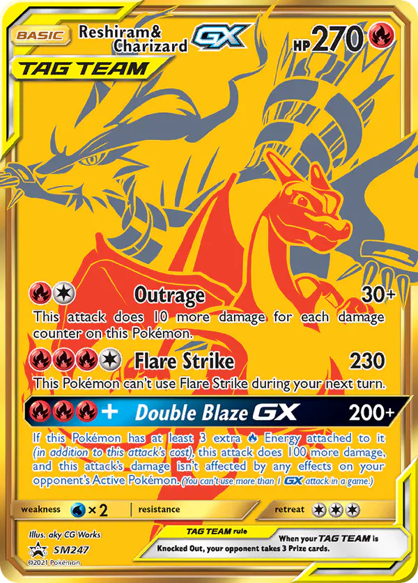 Carta Reshiram & Charizard GX SM247 de SM Black Star Promos