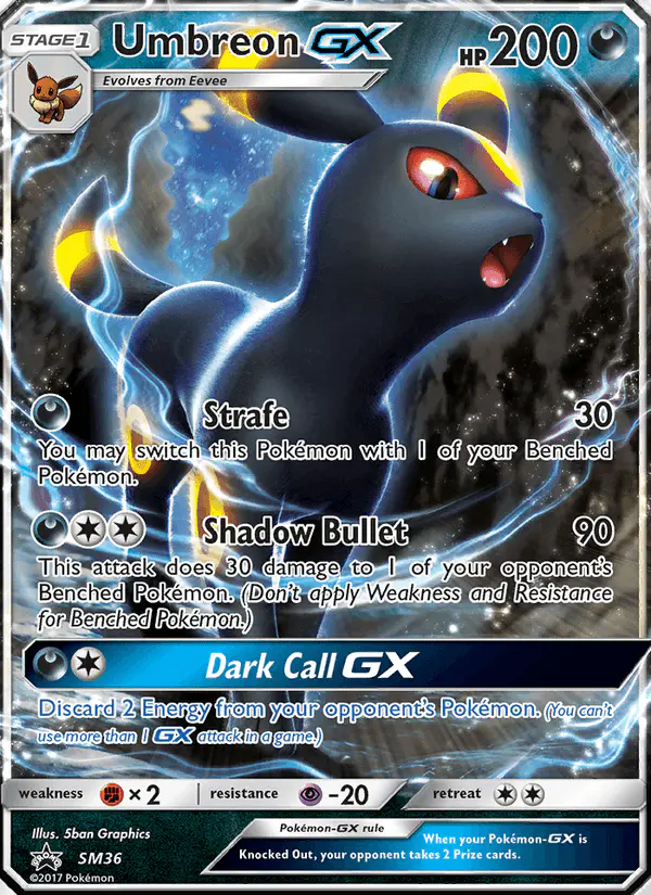 Carta Umbreon GX SM36 de SM Black Star Promos