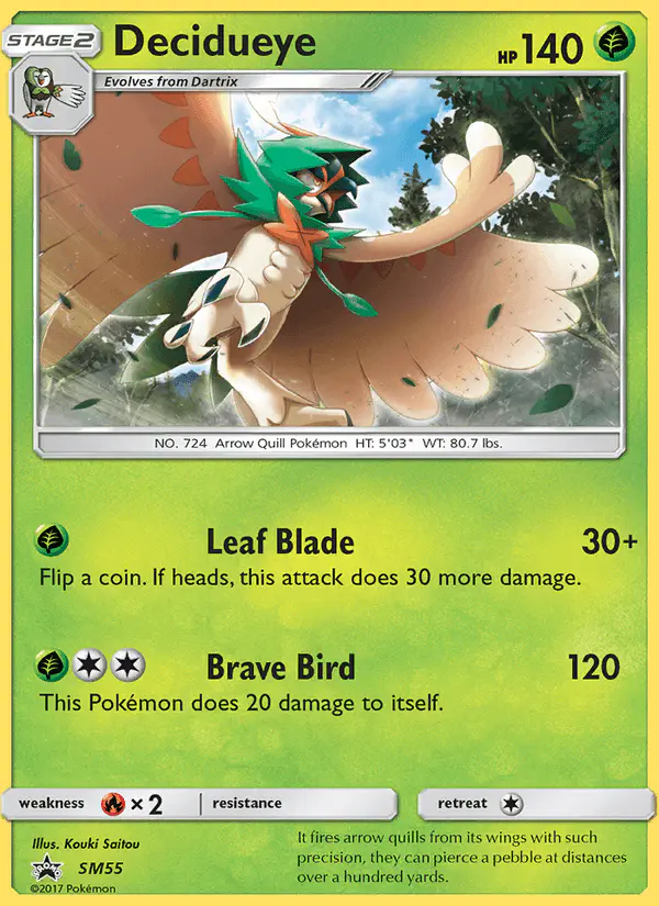 Carta Decidueye SM55 de SM Black Star Promos