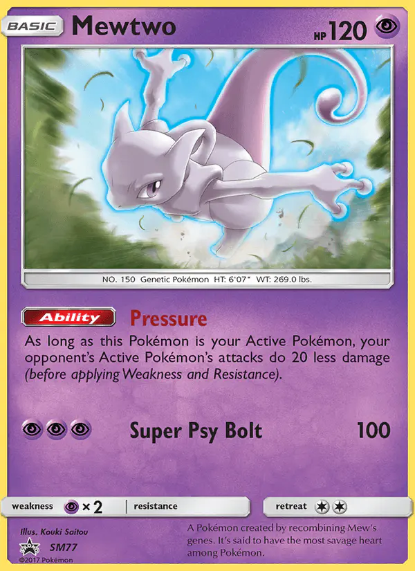Carta Mewtwo SM77 de SM Black Star Promos