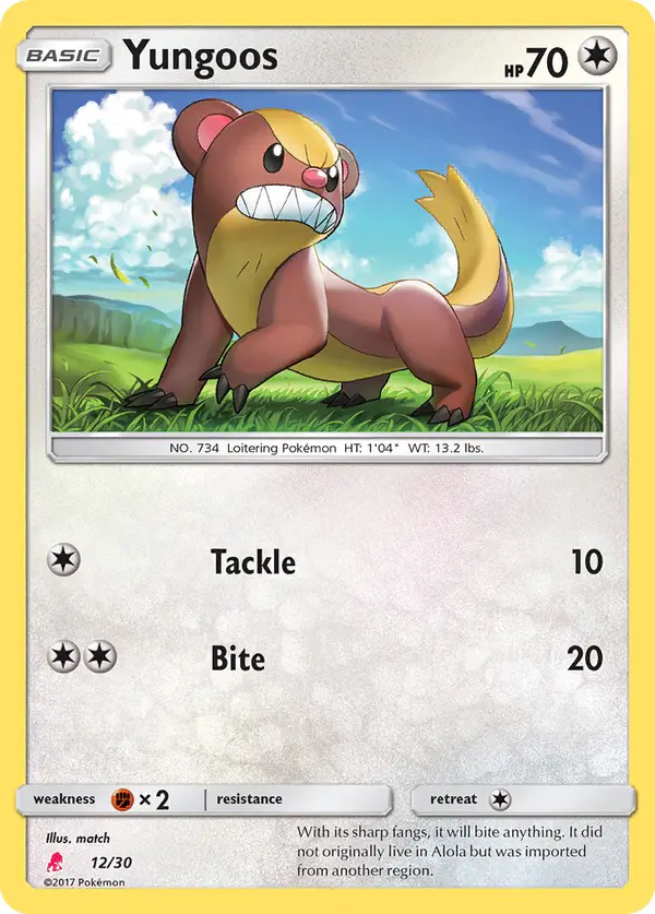 Carta Yungoos 12/30 de SM trainer Kit (Lycanroc)