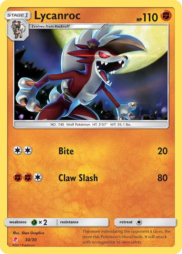 Carta Lycanroc 30/30 de SM trainer Kit (Lycanroc)