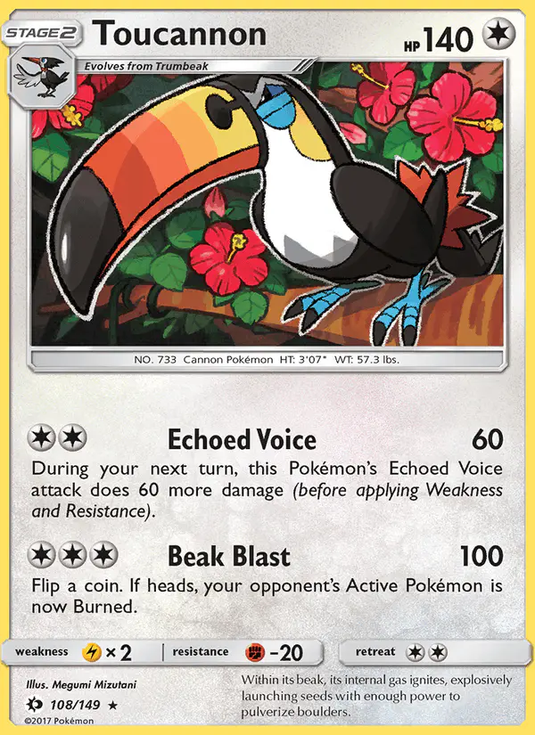 Carta Toucannon 108/149 de Sun & Moon
