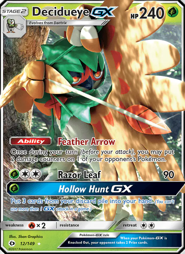 Carta Decidueye GX 12/149 de Sun & Moon