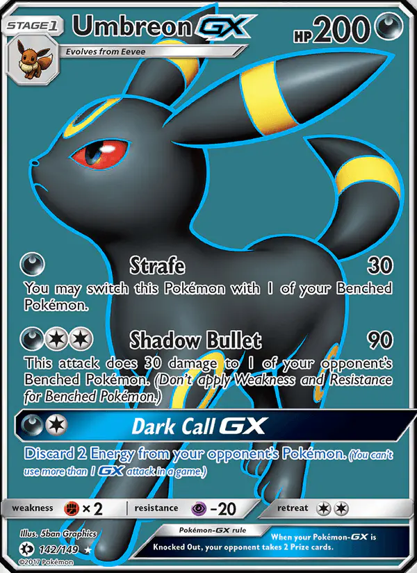 Carta Umbreon GX 142/149 de Sun & Moon
