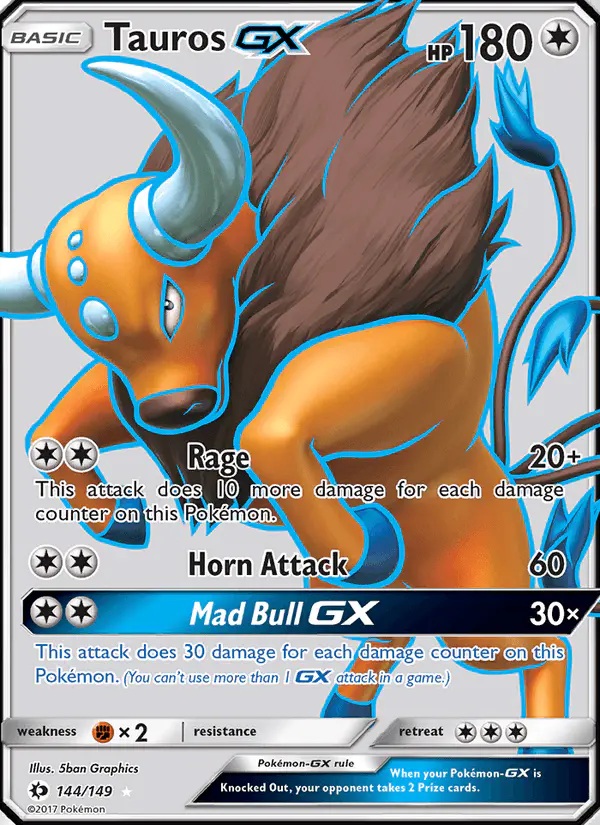 Carta Tauros GX 144/149 de Sun & Moon