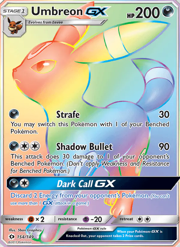 Carta Umbreon GX 154/149 de Sun & Moon
