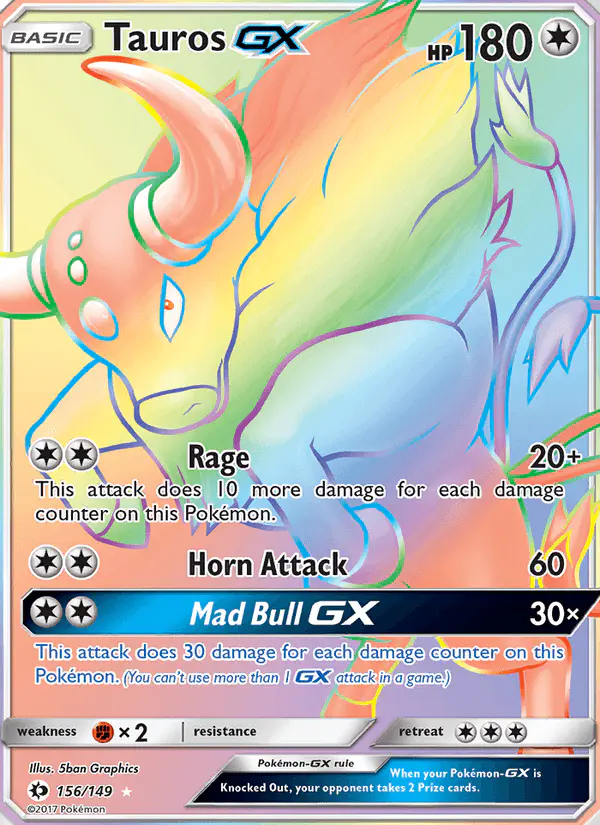 Carta Tauros GX 156/149 de Sun & Moon