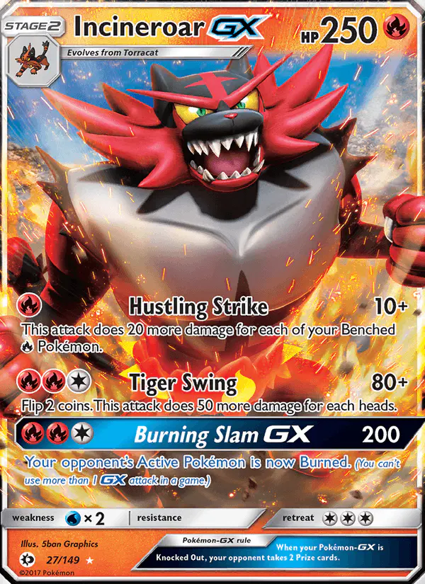 Carta Incineroar GX 27/149 de Sun & Moon