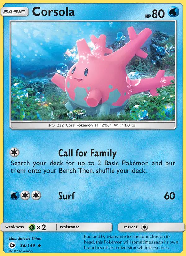 Carta Corsola 36/149 de Sun & Moon