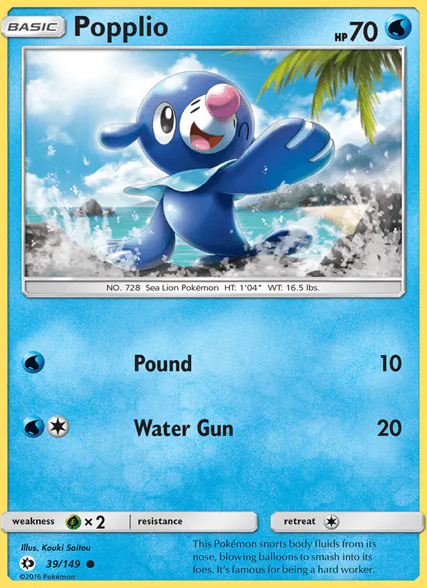 Carta Popplio 39/149 de Sun & Moon