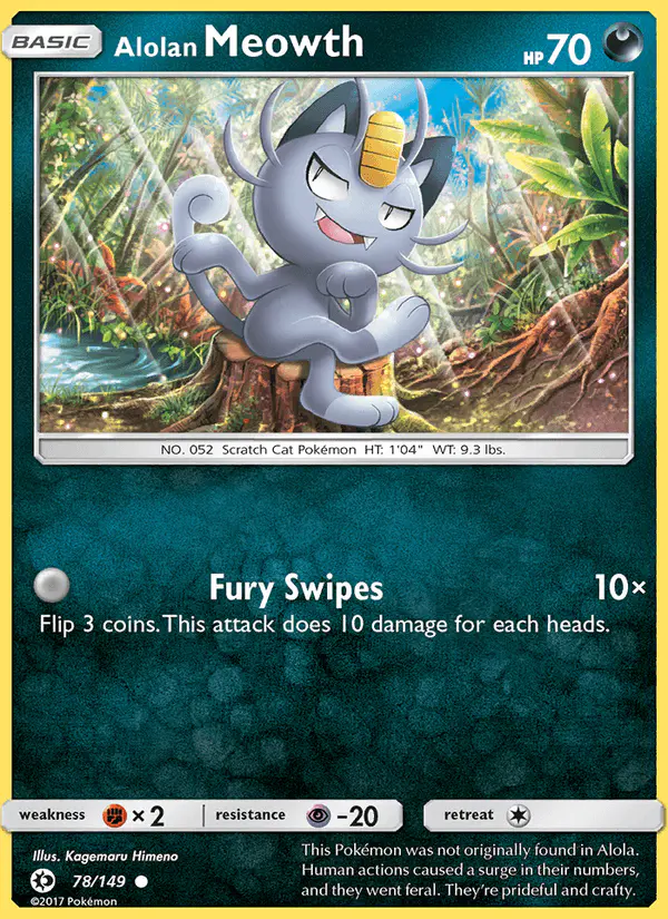 Carta Alolan Meowth 78/149 de Sun & Moon