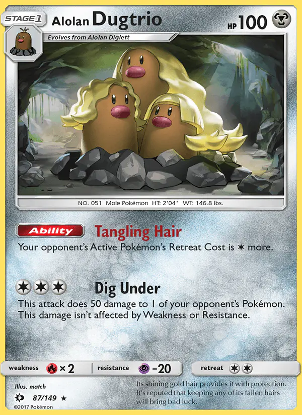 Carta Alolan Dugtrio 87/149 de Sun & Moon