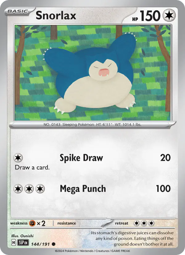 Carta Snorlax 144/191 de Surging Sparks