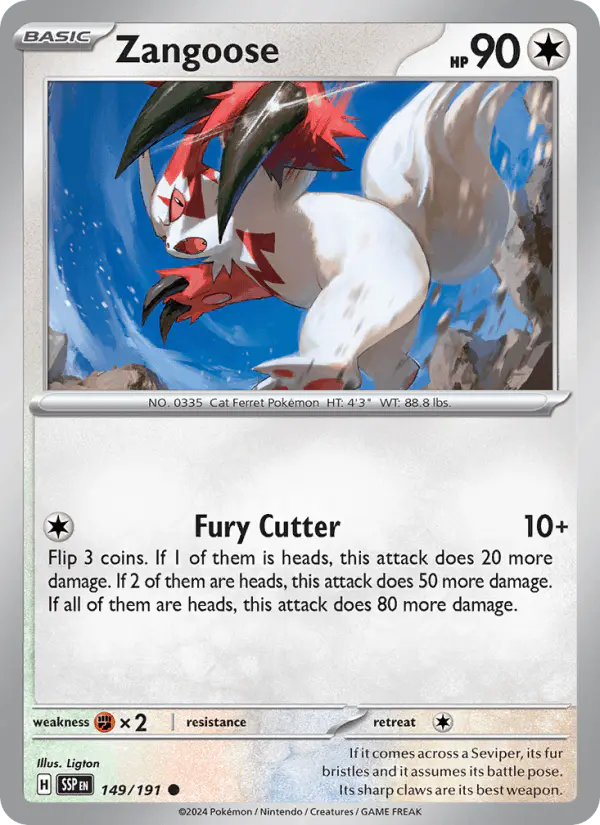Carta Zangoose 149/191 de Surging Sparks
