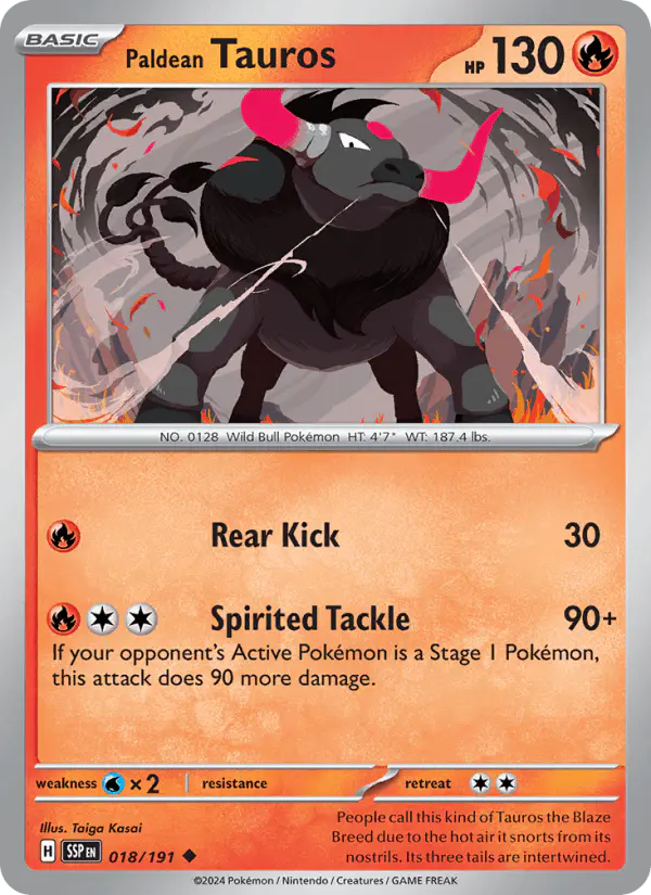 Carta Paldean Tauros 018/191 de Surging Sparks