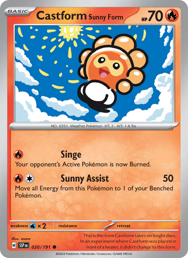 Carta Castform Sunny Form 020/191 de Surging Sparks