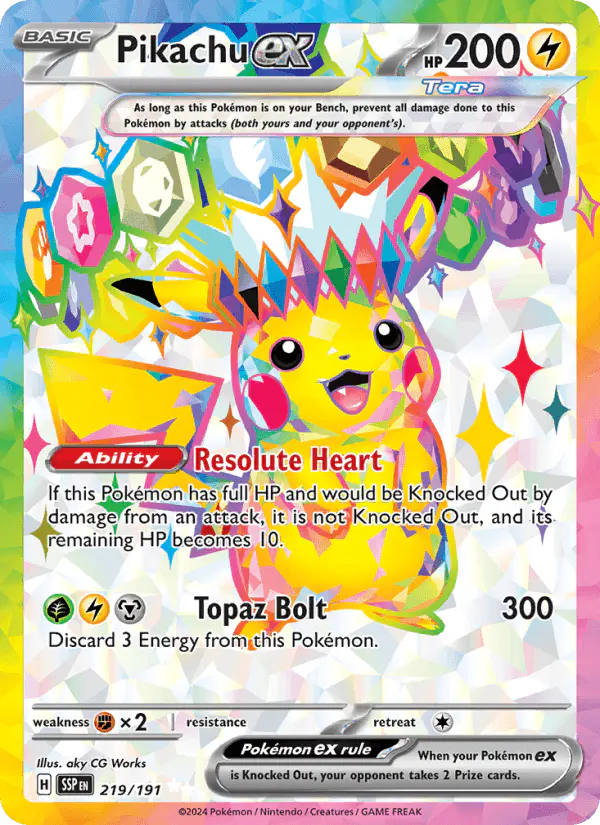 Carta Pikachu ex 219/191 de Surging Sparks
