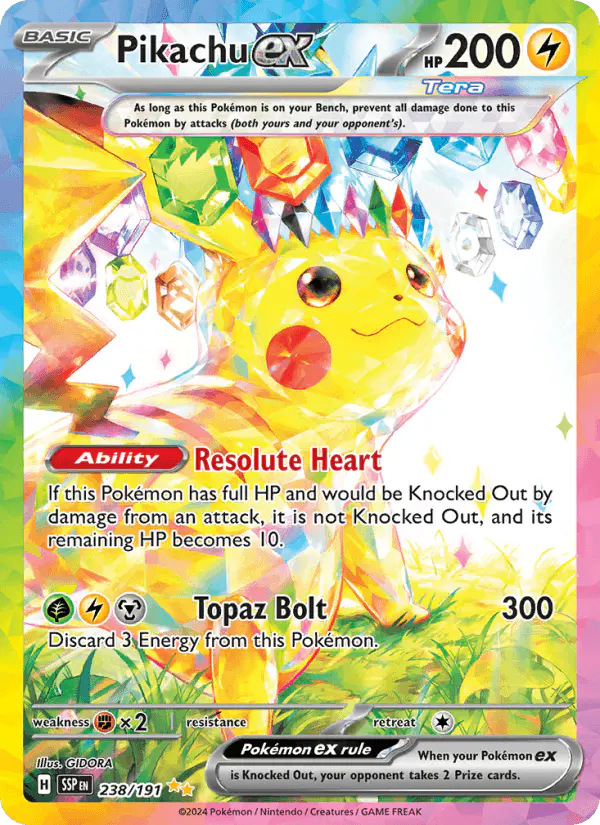 Carta Pikachu ex 238/191 de Surging Sparks