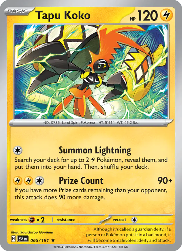 Carta Tapu Koko 065/191 de Surging Sparks