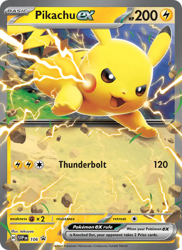 Carta Pikachu ex #106 de SVP Black Star Promos
