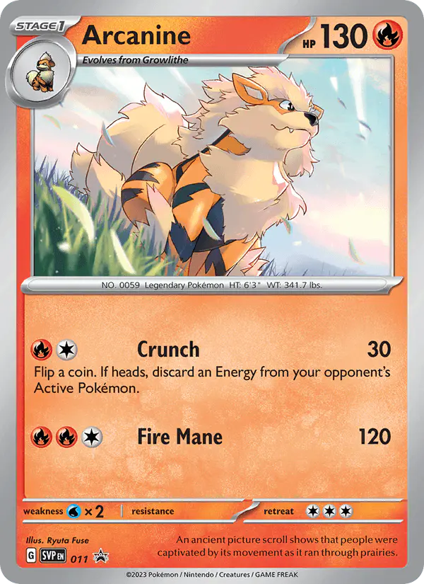 Carta Arcanine #11 de SVP Black Star Promos